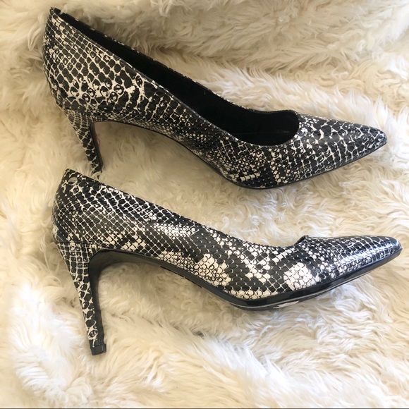 calvin klein black and white heels